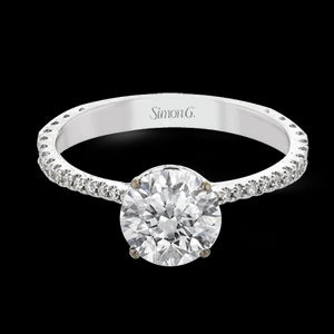 Simon G. Straight 18k White Gold Round Cut Engagement Ring