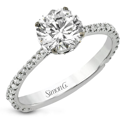 Simon G. Straight 18k White Gold Round Cut Engagement Ring