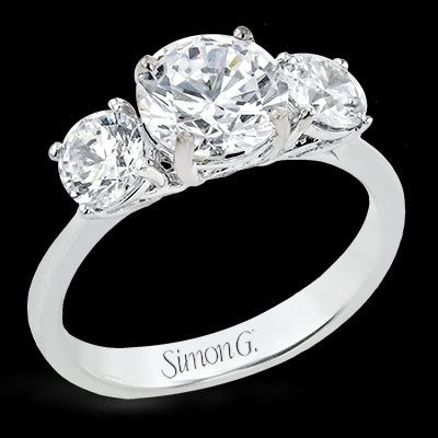 Simon G. 1.0 ctw 3 Stone 18k White Gold Round Cut Engagement Ring