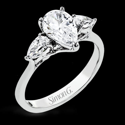 Simon G. 0.45 ctw 3 Stone 18k White Gold Pear Cut Engagement Ring