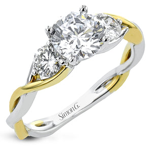 Simon G Bridal Round-Cut Three-Stone Engagement Ring In 18K Gold With Diamonds (White,Yellow)