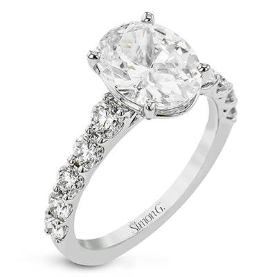 Simon G Bridal Oval-Cut Engagement Ring In 18K Gold With Diamonds (White)
