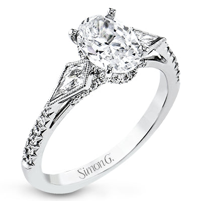Simon G Bridal Oval-Cut Three-Stone Engagement Ring In 18K White Gold With Diamonds (White)