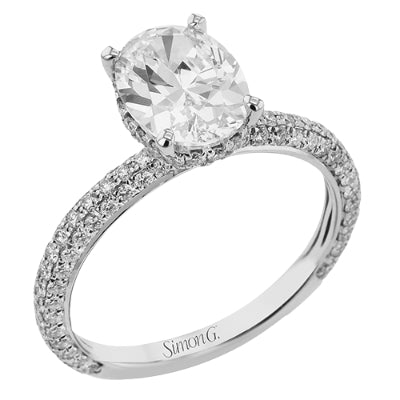 Simon G Bridal Oval-Cut Hidden Halo Engagement Ring In 18K Gold With Diamonds (White)