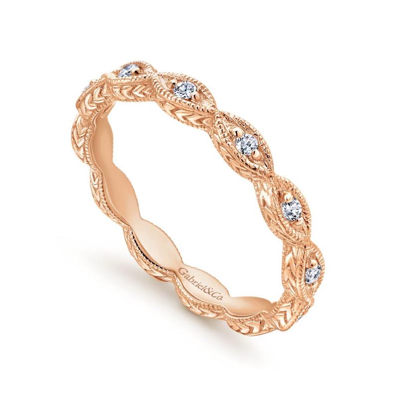 Gabriel & Co. 14k Rose Gold Stackable Diamond Ring
