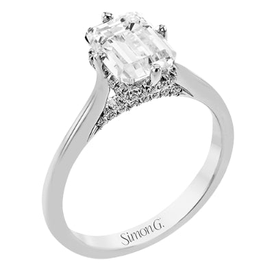 Simon G Bridal Emerald-Cut Hidden Halo Engagement Ring In 18K Gold With Diamonds (White)