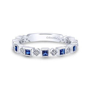 Gabriel & Co. 14k White Gold Stackable Diamond and Gemstone Ring