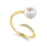 Gabriel & Co. 14k Yellow Gold Grace Pearl & Diamond Ring