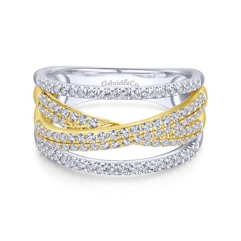 Gabriel & Co. 14k Two Tone Gold Lusso Diamond Ring