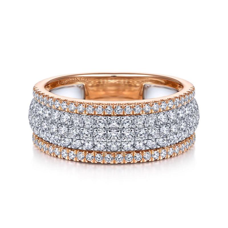 Gabriel & Co. 14k Two Tone Gold Lusso Diamond Ring