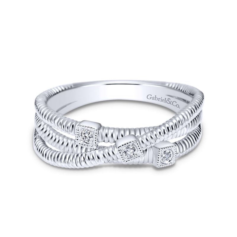 Gabriel & Co. Sterling Silver Scalloped Diamond Ring