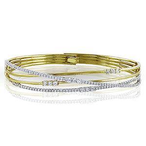 Simon G Fashion Bangle In 18K Gold With Diamonds (White,Yellow)