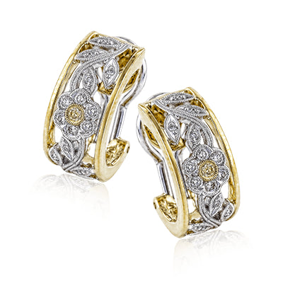 Simon G Fashion Trellis Earrings In 18K Gold With Diamonds (White,Yellow)