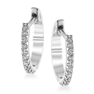 Simon G Fashion Hoop Earrings In 18K Gold With Diamonds (White)