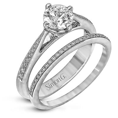 Simon G. 0.21 ctw Bridal Set 18k White Gold Round Cut Engagement Ring