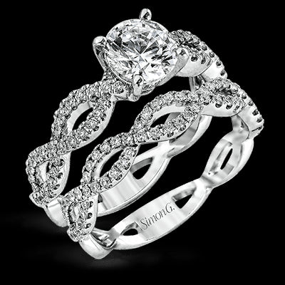 Simon G. 0.65 ctw Bridal Set 18k White Gold Round Cut Engagement Ring