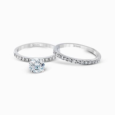 Simon G. 0.58 ctw Bridal Set Platinum White Round Cut Engagement Ring