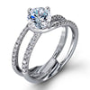 Simon G. Bridal Set Platinum White Round Cut Engagement Ring