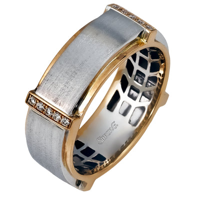 Simon G Men's Wedding Band Ring In 14K Gold (White,Rose)