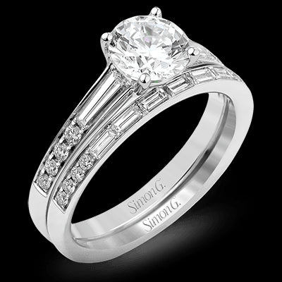 Simon G. 0.21 ctw Bridal Set 18k White Gold Round Cut Engagement Ring