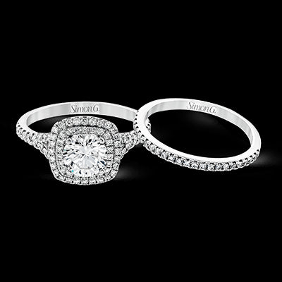 Simon G. 0.63 ctw Bridal Set 18k White Gold Round Cut Engagement Ring