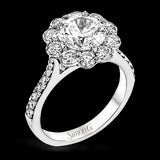 Simon G. Bridal Set 18k White Gold Round Cut Engagement Ring