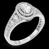 Simon G. 0.68 ctw Halo 18k White Gold Oval Cut Engagement Ring