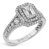 Simon G. 0.75 ctw Halo Platinum White Emerald Cut Engagement Ring