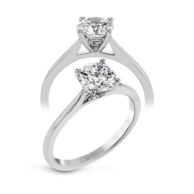 Simon G. Straight 18k White Gold Round Cut Engagement Ring