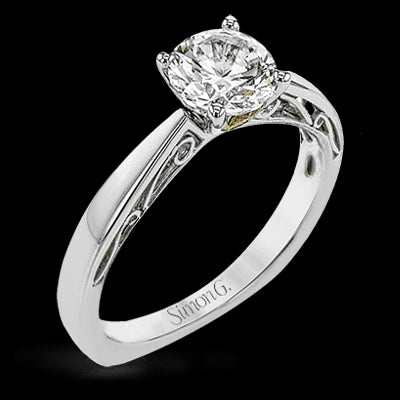 Simon G. Straight 18k White Gold Round Cut Engagement Ring