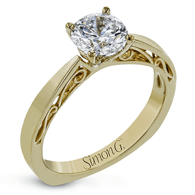 Simon G. Straight 18k Yellow Gold Round Cut Engagement Ring