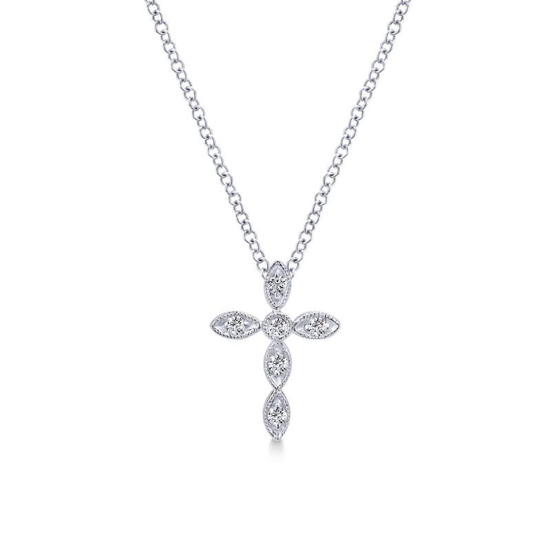 Gabriel & Co. 14k White Gold Faith Diamond Religious Cross Necklace