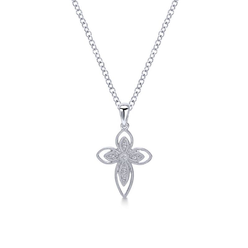 Gabriel & Co. Sterling Silver Faith Diamond Necklace
