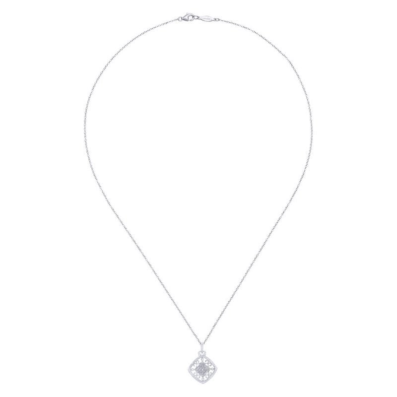 Gabriel & Co. Sterling Silver Victorian Diamond Necklace