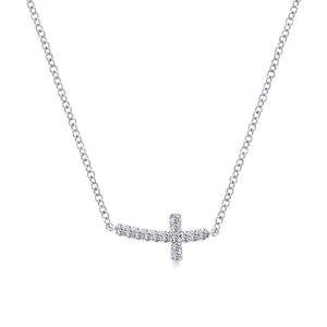 Gabriel & Co. 14k White Gold Faith Diamond Religious Cross Necklace