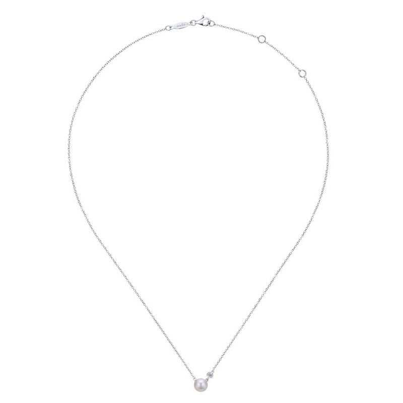 Gabriel & Co. Sterling Silver Grace Diamond and Pearl Necklace