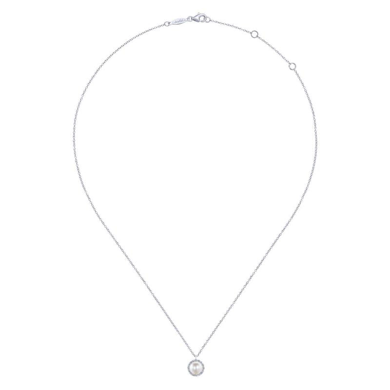 Gabriel & Co. 14k White Gold Grace Pearl & Diamond Necklace