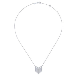 Gabriel & Co. 14k White Gold Art Moderne Diamond Bar Necklace