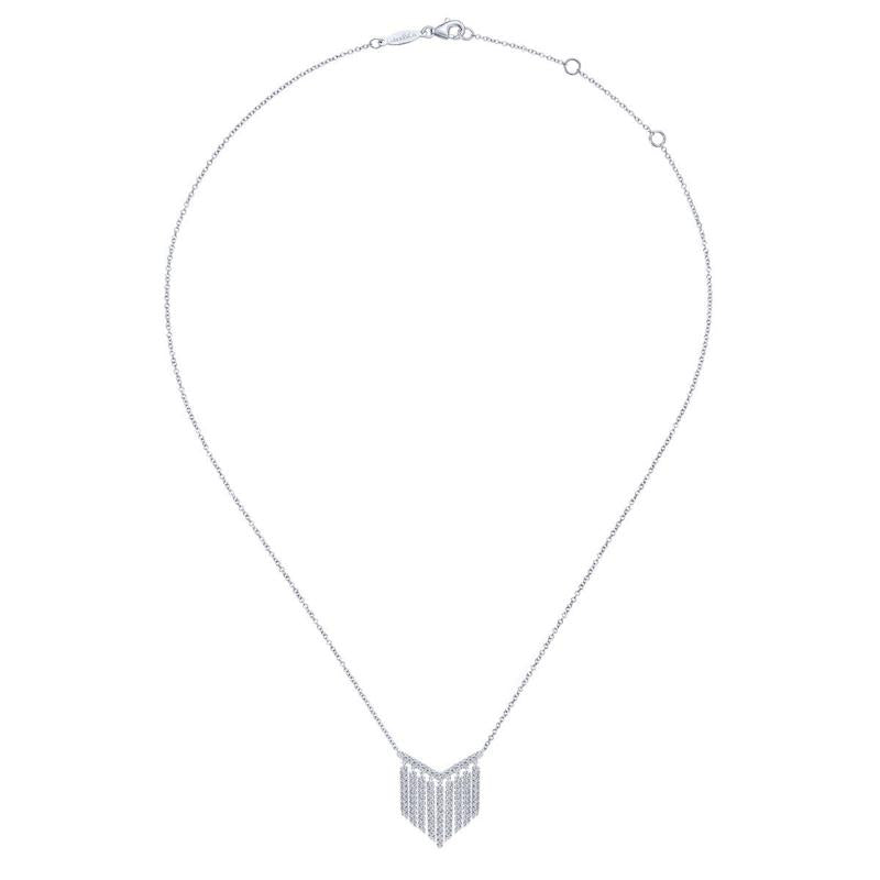 Gabriel & Co. 14k White Gold Art Moderne Diamond Bar Necklace