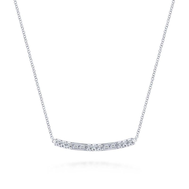 Gabriel & Co. 14k White Gold Lusso Diamond Bar Necklace