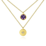 Gabriel & Co. 14k Yellow Gold Color Solitaire Gemstone & Diamond Necklace