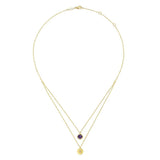 Gabriel & Co. 14k Yellow Gold Color Solitaire Gemstone & Diamond Necklace