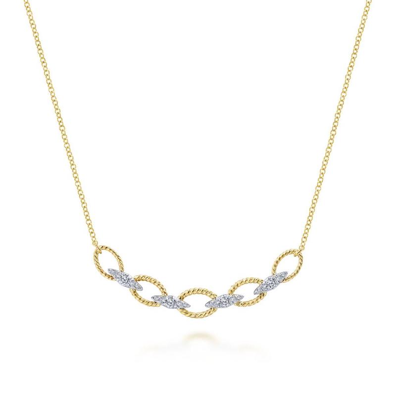 Gabriel & Co. 14k Two Tone Gold Hampton Diamond Necklace