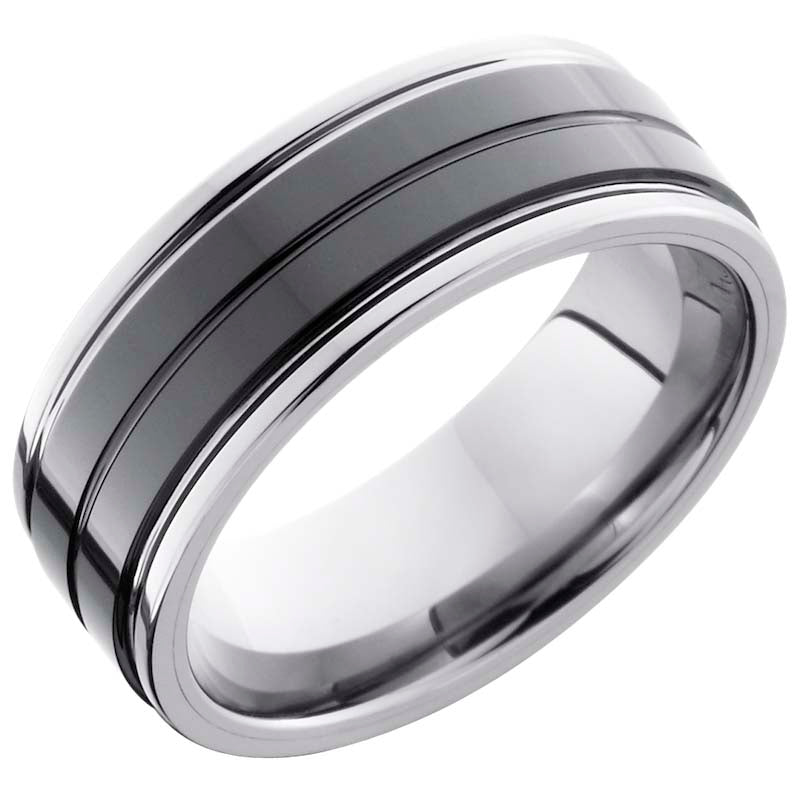 Lashbrook Black & White Tungsten Men's Wedding Band