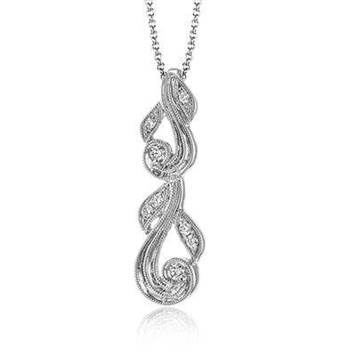 Simon G Fashion Trellis Pendant Necklace In 18K Gold With Diamonds (White)