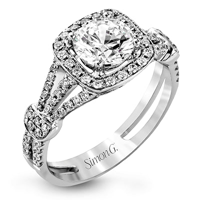 Simon G. 0.42 ctw Halo 18k White Gold Round Cut Engagement Ring