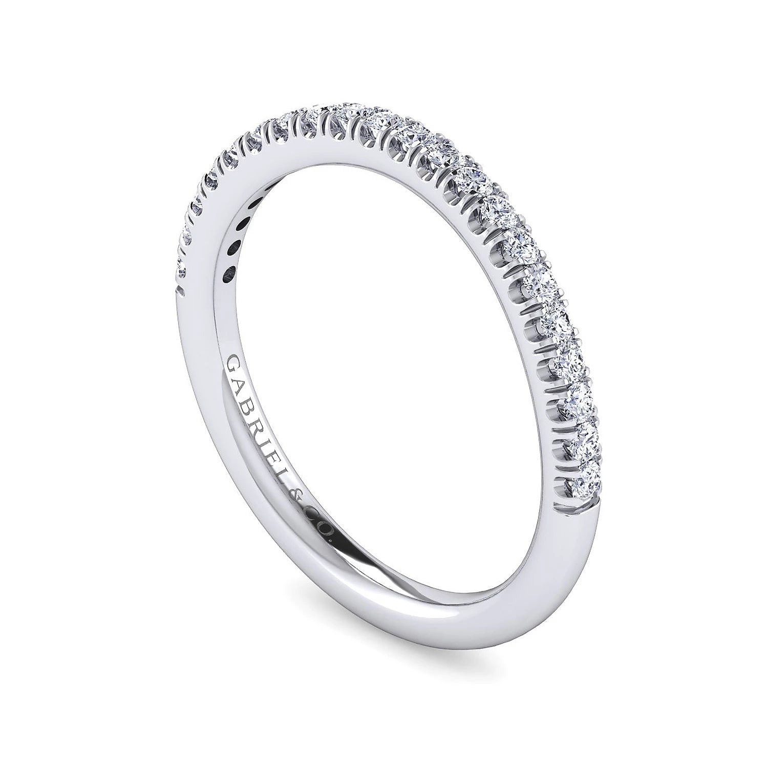 Gabriel & Co. 14k White Gold Contemporary Curved Wedding Band