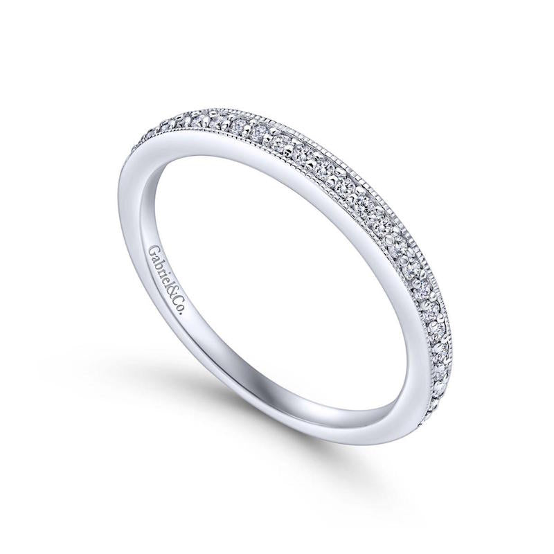 Gabriel & Co. 14k White Gold Victorian Diamond Wedding Band