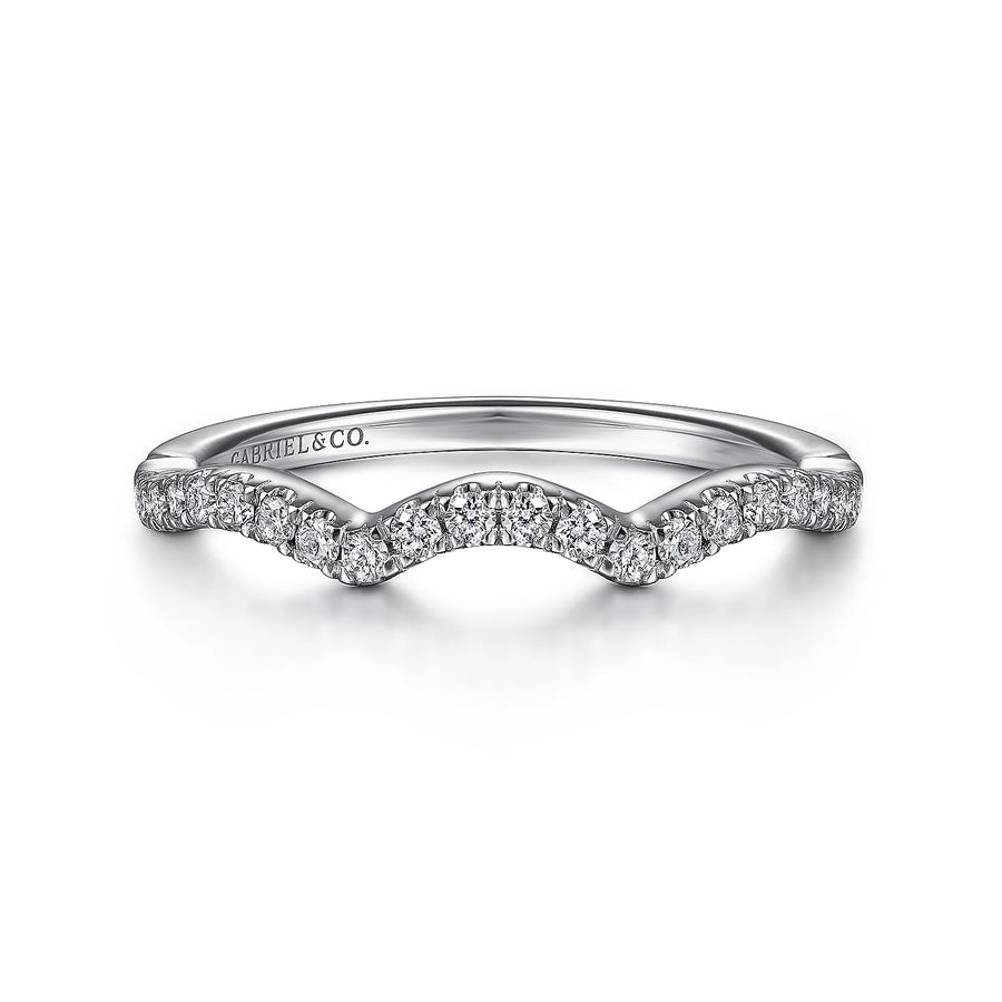 Gabriel & Co. 14k White Gold Victorian Curved Wedding Band