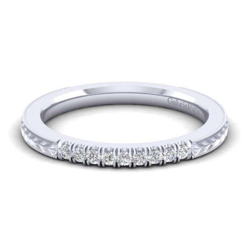 Gabriel & Co. 14k White Gold Victorian Diamond Wedding Band